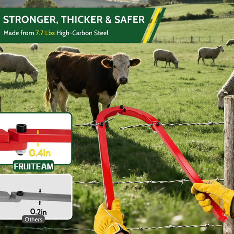Beefy Heavy Duty Fence Stretcher Fixer And Wire Tightener Tool 7.7 Lbs Handles Up To 6.5mm Wire For Barbed Fences in use on farm