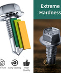 Heavy Duty Hex Head Self Tapping Screws 25 Pack 12 X 3/4 Inch Zinc Flanged Diamond Point showing extreme hardness features