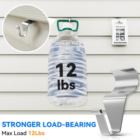 Vinyl Siding Hooks 4 Pack Heavy Duty No Drill Siding Clips with 12 lbs load water bottle demonstration