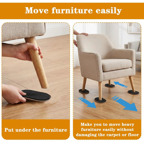 Heavy Duty Oval Furniture Sliders Complete Set Of 16 Smooth Glide Pads For Carpet And Hardwood Floors Reusable Movers under chair legs.