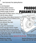 High Precision Semi Automatic Right Angle Corner Labeling Machine With Light Sensor Recognition For Stickers And Bottles Stable Easy Operation 15 To 30 Pieces Per Min Speed Durable Metal Construction For Small Business Owners dimensions and specifications image.