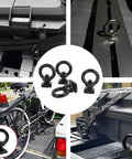 Heavy Duty Stainless Steel T Slot Tie Down Anchors For Roof Racks, 4 Pack M8 Ring Eye Bolts And T Bolts Eye Nuts For Securing Bungee Cords, Ropes, And Hooks On Any Rack, Weatherproof Black installed on roof rack and truck bed