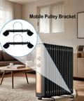 1 pair of black mobile pulley brackets with 360° wheels for oil heater, easy to install