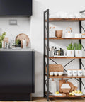 Five Tier Bookshelf Rack Industrial Modern Tall Bookcase For Living Room Bedroom And Office Dope Brown Wood Shelf With Wide Storage