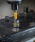 16 Piece Bolt Biter Nut Extractor And Driver Set with bi-directional removal in use on damaged fastener in durable torsion zone