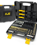 61 Piece Thread Restorer Kit Rethread Set With Taps Dies Thread Files And Pitch Gauges UNC UNF Metric in black case open view