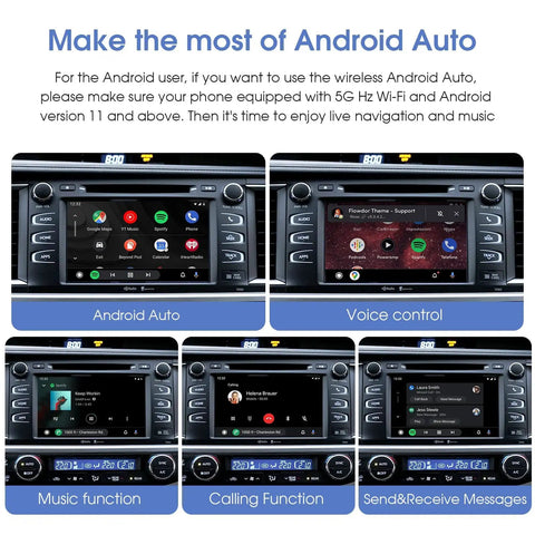 Toyota Wireless CarPlay Retrofit Kit for 2014-2019 Tacoma Highlander RAV4 Corolla Camry Sienna Avalon Prius And More Plug And Play Android Auto Decoder Upgrade Box for Entune 2.0 Touch 2 Systems displaying Android Auto functions