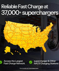 Map showcasing 37,000+ superchargers in the US. Heavy Duty NACS To CCS1 DC Fast Charging Adapter for robust charging access.