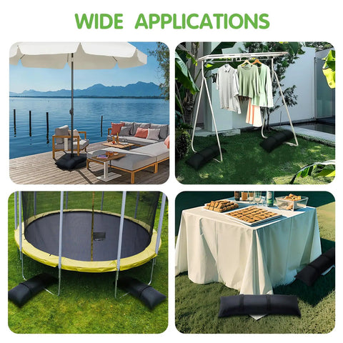 Fillable Black Sand Bags 2 Pack 44 Lbs Each For Umbrella Bases And Patio Furniture Weights Waterproof 800D Oxford Cloth use examples