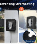 Tough As Nails Outdoor EV Charger Enclosure Wall Box With Combo Lock For Tesla And Chargepoint. Black steel, rainproof, and sunproof design.