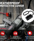Red Wolf 175 Amp Battery Quick Connector And Jumper Cable Plug weatherproof cover protecting connections from rain and moisture.
