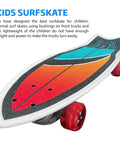 Kids Surfskate Board With Front Caster Trucks For Easy Turns And Big Pumping Power with colorful graphic grip tape