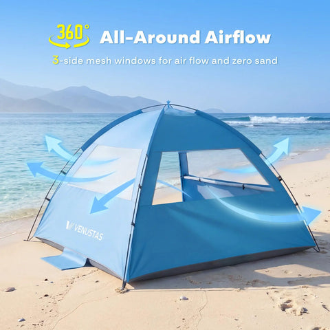 Beach Tent Sun Shelter For 3 4 6 8 People UPF 50 UV Protection Cabana Shade Tent Lightweight