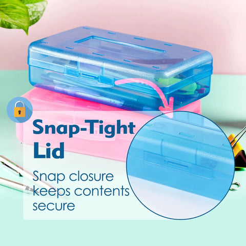 Heavy Duty Plastic Pencil Case And Desk Organizer Featuring Super Snazzy Pink Blue Shade With Killer Capacity For Crayons Markers And Pens Keeps Stationery Locked Up Tight And Ready For School Adventures