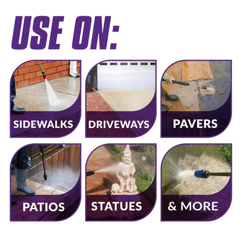 Oxy Solve Concrete And Driveway Pressure Washer Cleaner Purple Unscented 128 Fl Oz Stain Bustin use on sidewalks, driveways, pavers