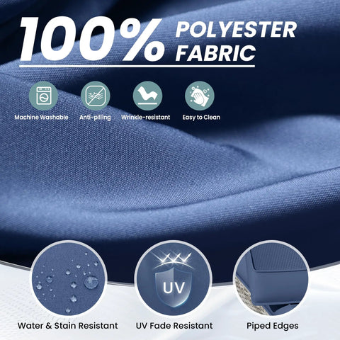 Close-up of navy fabric texture for Outdoor Cushions Set for Patio Furniture With Five Pillows Weatherproof Navy Replacement Cushions