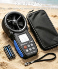 Digital Handheld Wind Speed Meter With Temperature And Wind Chill Readouts, High Precision Anemometer For HVAC, Camping And DIY Projects, Measures 0.67 To 67.1 Mph With About 2 Percent Accuracy, with case, strap, and batteries