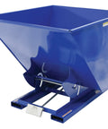 Heavy Duty Steel Self Dumping Hopper Rock Solid Workhorse Featuring 6000 Lbs Payload And 2 Cubic Yard Storage, blue design, front angle view.