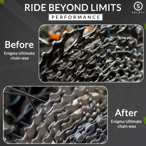 Ultra Low Friction Hot Melt Bike Chain Wax With PTFE MoS2 WS2 For pro level chain performance before and after on bike gears