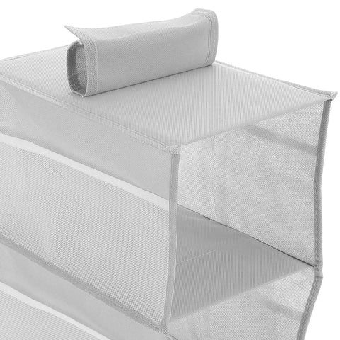 Layered Hanging Storage Bag Slick Nonwoven Closet Organizer With Roomy Pockets showing a gray nonwoven design for easy access.