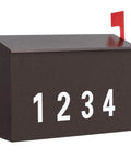 Wall Mount Mailbox With Flag Kit And 0 To 9 Number Stickers, Galvanized Steel Built Tough Rust Proof Outdoor Post Box In Bronze Finish