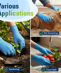 Blue Nitrile Food Prep Gloves Disposable Latex Free Ultra Thin Design Fits Snug And Moves Smooth used for gardening, pet grooming, and washing food.