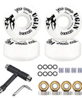 52mm 95A White Skateboard Wheels With Comprehensive Tool Kit Bearings Washers Spacers All In One Street Freestyle Setup