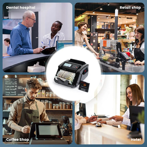 Pro Grade High Speed Money Counter Machine With UV MG IR DD Detection in busy shops and banks settings