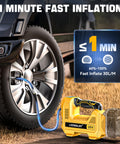 Cordless Tire Inflator With Digital Pressure Gauge, 160 PSI Portable Handheld Air Pump for On The Go Inflation next to car tire