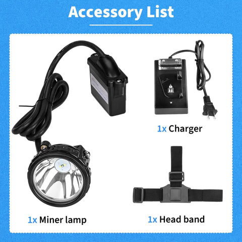 Rechargeable Mining Headlamp With 1 Main LED And 2 Auxiliary LEDs, Ultra Bright Cap Lamp, Waterproof And Explosion Proof Miner Light, Hard Hat Head Torch For Coal Mining, Hunting, Fishing, Camping, Hiking And Outdoor Work