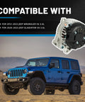 Beefed-Up 160 Amp Alternator For 2012 To 2023 Jeep Wrangler And Gladiator 3.6L V6 12V 6-Groove Pulley Direct-Fit Replacement