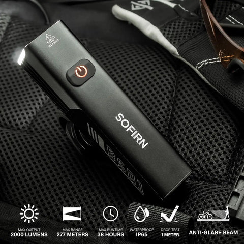 Ultra Bright Bike Light For Night Riding, 2000 Lumen USB C Rechargeable Front Headlamp, IP65 Waterproof MTB Beam Reaches 277 Meters, Quick Release Bracket, Ideal Gift For Night Owls And Urban Cyclists