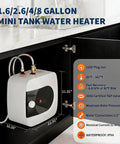 4 Gallon Mini Tank Under Sink Water Heater Pumps Out Heat On Tap For Kitchens And Bathrooms With Compact Footprint, installed under sink.