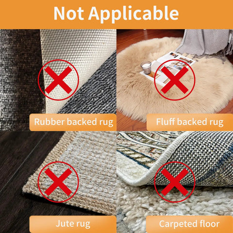 Examples of rugs not suitable for Double Sided Rug Grippers Tape For Hardwood Floors, Reusable Non Slip Carpet Tape For Area Rugs.