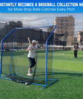 7x7 FT Baseball Softball Hitting Cage With All Angle Containment Metal Frame Elevated Base Central Target Pocket for Batting