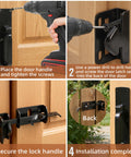 Installation steps for Heavy Duty Thumb Latch Self Locking Gate Latch For Wooden And Vinyl Fences 9 Inch Handle, includes drilling.