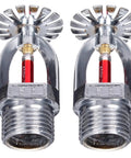 Slick Chrome Plated Copper Pendent Fire Sprinkler Heads Four Pack with visible red bulb and 1/2 inch NPT threads.