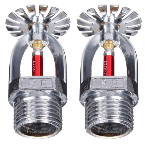 Slick Chrome Plated Copper Pendent Fire Sprinkler Heads Four Pack with visible red bulb and 1/2 inch NPT threads.