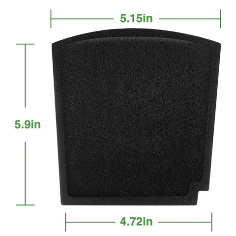 Dimensions of Premium Carbon Filter Replacement For TrueAir Pet Odor Purifier 04234G Compatible With 04384 04386 shown at 5.15in x 5.9in.
