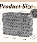Toilet Paper Storage Basket With Lid Made From Water Hyacinth Wicker Built In Handles Holds Up To 6 Mega Rolls Narrow Grey
