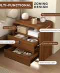 Sleek Nightstand Set Of Two Killer Bedside Table With Built In Charging Station LED Mood Light And Dead Simple Lockable Drawer Makes Your Room Layout A Total Breeze featuring open storage and drawer lock design.