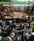 Intuitive control panel of powerful 125cc gas powered go kart for off road adventures with dual suspension and 8 inch tires