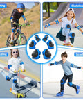 Kids 3 in 1 Protective Gear Set Knee Pads Elbow Pads And Wrist Guards For Ages 7 To 13 Blue For Skating Cycling Bike Rollerblading Scooter