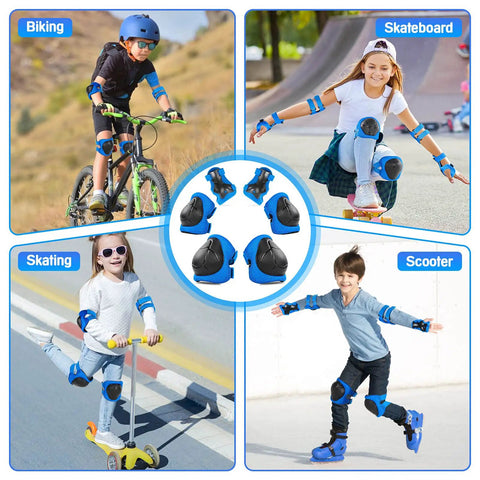 Kids 3 in 1 Protective Gear Set Knee Pads Elbow Pads And Wrist Guards For Ages 7 To 13 Blue For Skating Cycling Bike Rollerblading Scooter
