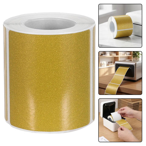Golden Thermal Label Paper for Shipping and Mailing Self Adhesive Labels with Smooth Surface, ideal for printers, random color pack.