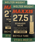 Welter Weight 27.5 Inch Inner Tube With Schrader Valve, Puncture Resistant MTB Tube Fits 1.90 To 2.35 Tire Widths, 2 Pack