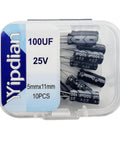 High Temperature Aluminum Electrolytic Capacitors 100uF 25V 5x11mm Durable Pack Of 10 For Power Supplies And Industrial Projects With Long Life Capacitance And Low Leakage, in plastic case