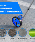 Compact 6 Inch Measuring Wheel For Quick Distance Check In Feet On The Job Telescopic Mechanical Wheel on gravel surface