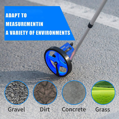 Compact 6 Inch Measuring Wheel For Quick Distance Check In Feet On The Job Telescopic Mechanical Wheel on gravel surface