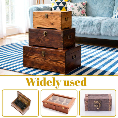 Gold Mini Hinges Set 30 Piece Tiny 13x12mm Brass Butt Hinges With 180 Degree Rotation For Wooden Boxes in use on various boxes